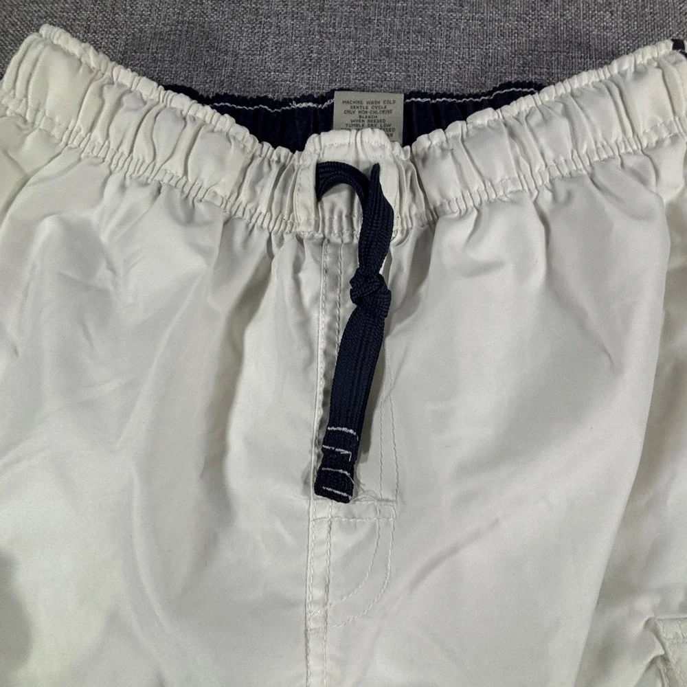 U.S. Polo Assn. Mens Cargo Swim Trunks Small White Navy Y2K Preppy Board Shorts